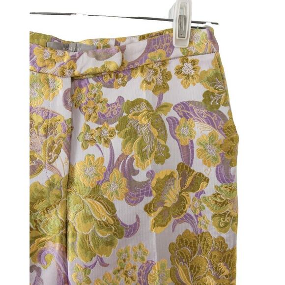Osman Yousefzada Floral Jacquard Pants Tapered Ankle Slim Trousers 27" Waist - Picture 9 of 9